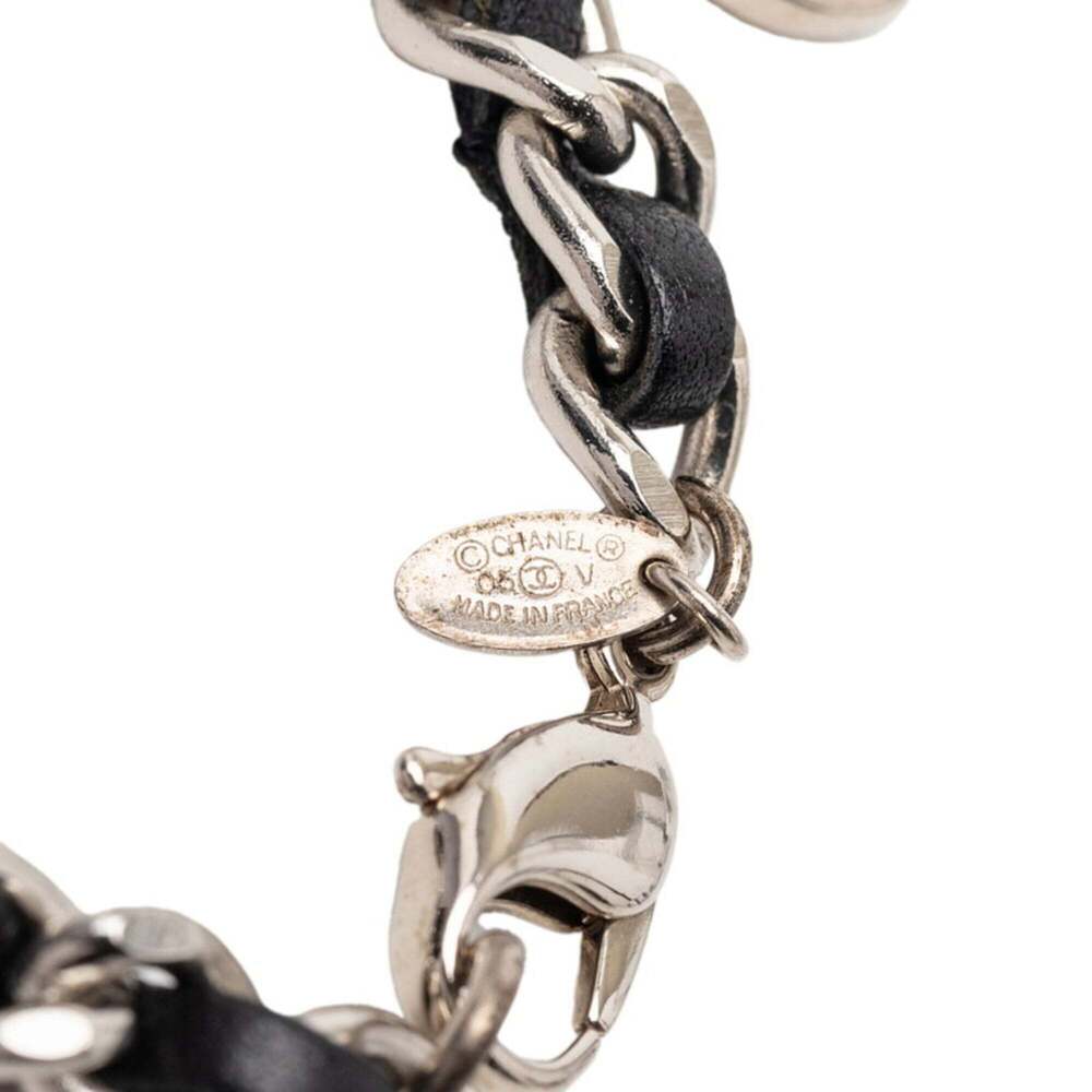 CHANEL Authentic Black Leather Logo Charm Bracelet - Picture 5 of 5